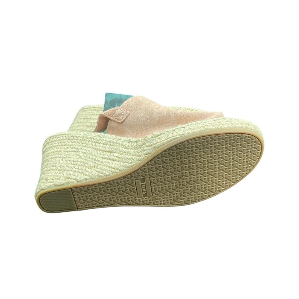 TOMS Monica Espadrille Sandal Platform Wedge Blush Pink Suede Women's 11 New - Picture 6 of 7